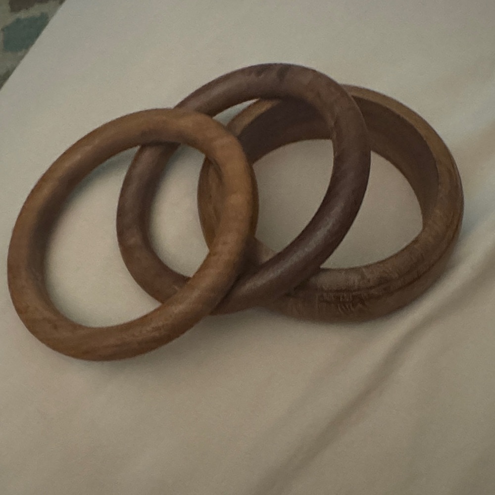 Set of Three Wooden Bangles
